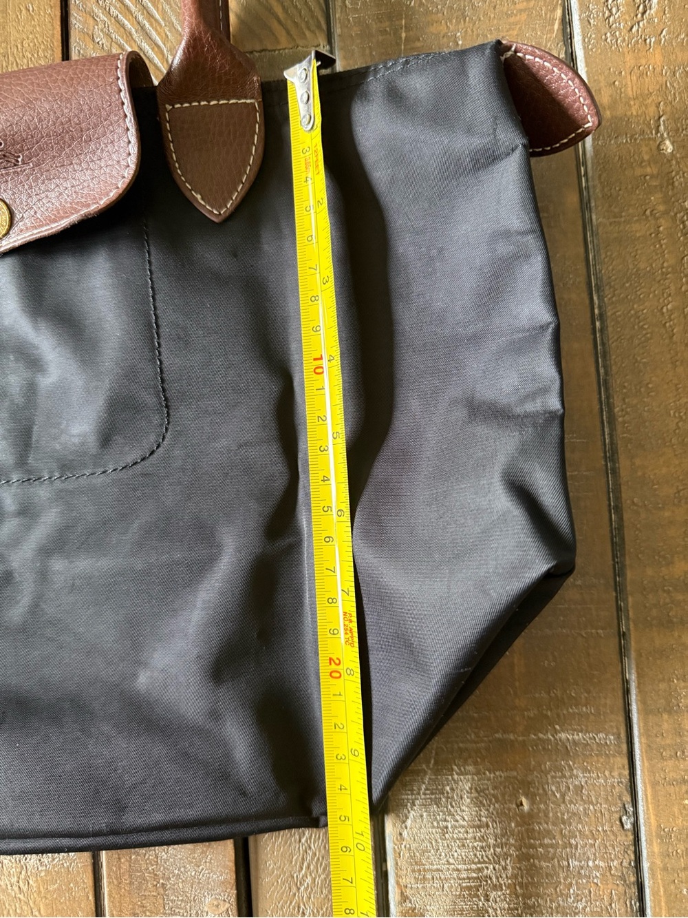 Longchamp Black Nylon Tote with Brown Leather Trim - Picture 6 of 16